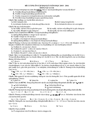Đề cương ôn tập học kỳ I năm học 2015  2016 môn vật lý 10